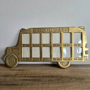 Vintage solid brass School Days picture frames school bus first year to 12th